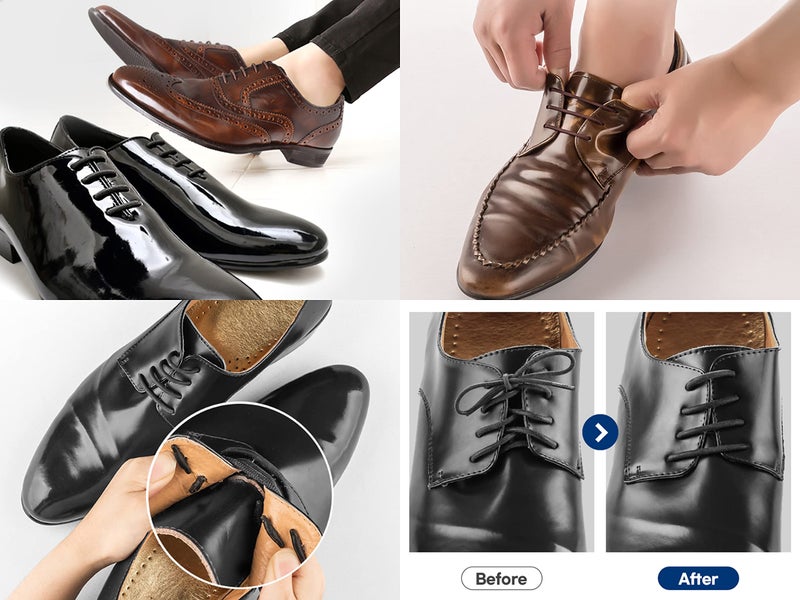 Koollaces Elastic No Tie Dress Shoe Laces for Men â€“ Silicone Anchor-Type Laces, Black & Brown (16pcs Brown) - Image 4